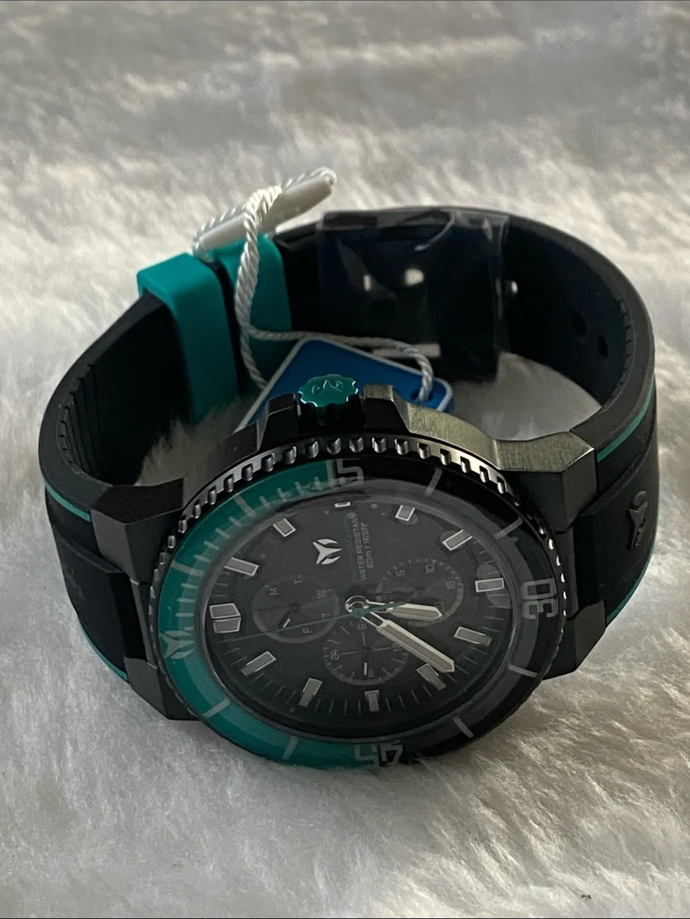 Technomarine Men's Black & Teal Sport Dive Watch